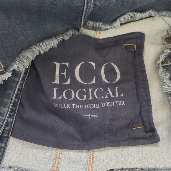 Liverpool Los Angeles Distressed Denim Jacket Women's Size Large Blue - Picture 7 of 12